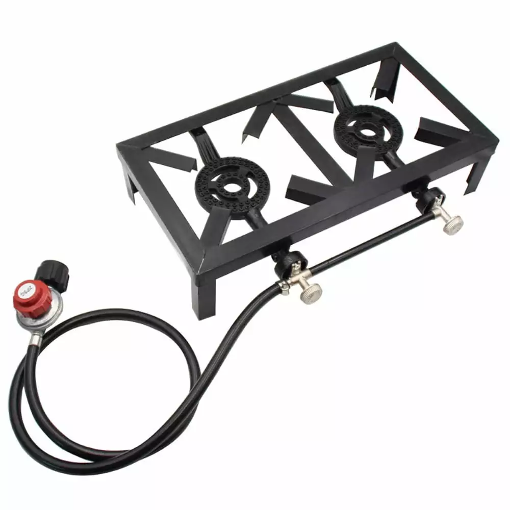 Anself Propane Gas Double Cast Iron Stove Patio Camping BBQ Cooking Durable and Reliable