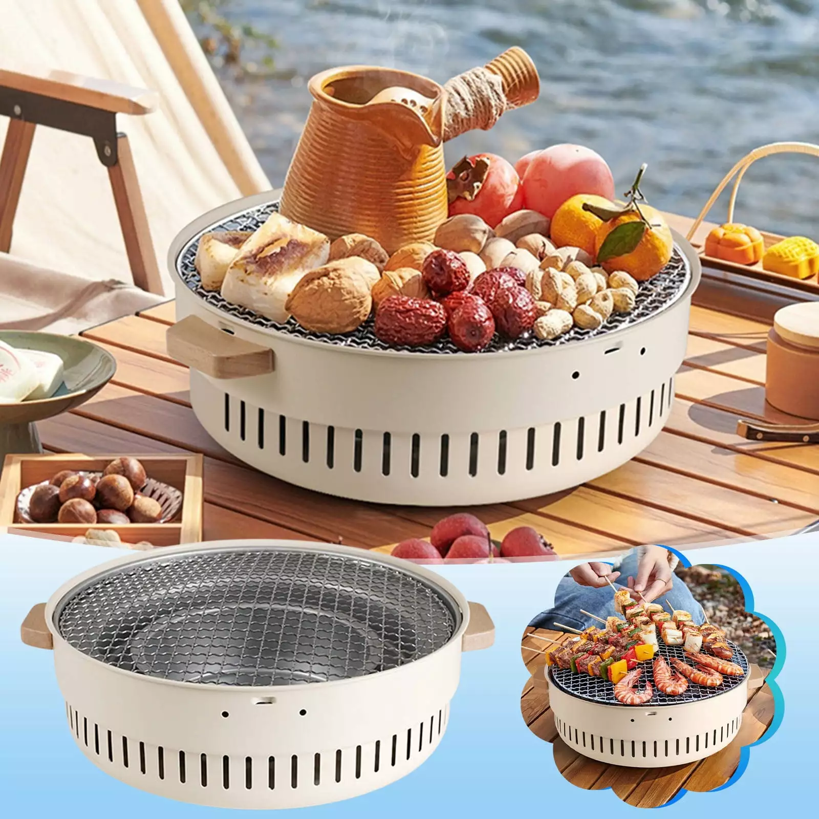 Mlkoz Cooking Tea Around Stove Barbecue Stove Outdoor Heating Stove Portable Carbon Oven