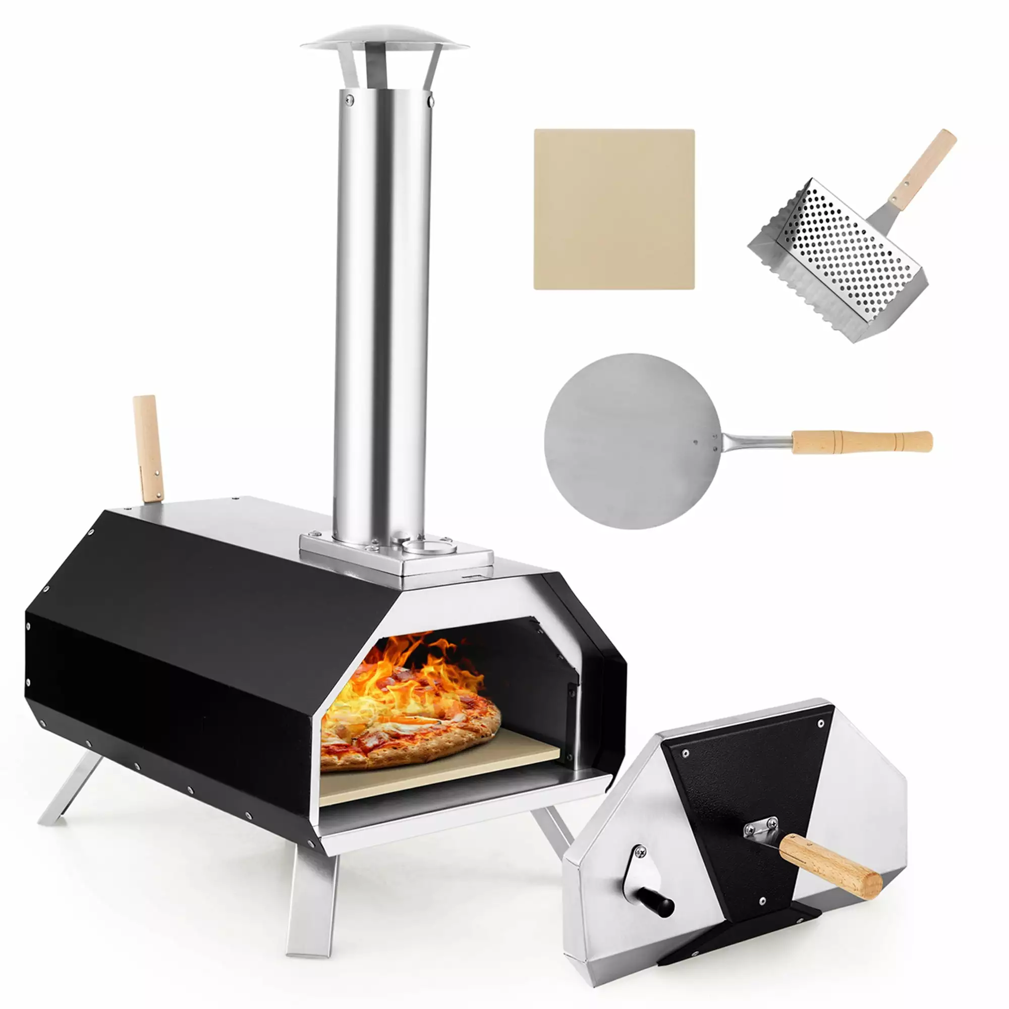 Costway Outdoor 12 Pizza Oven Machine Foldable Legs Travel-friendly Grill Maker
