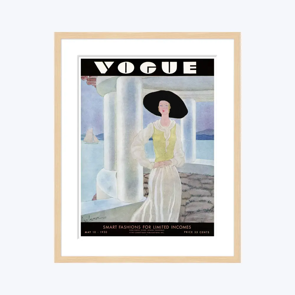 Vintage Vogue Cover, "Woman on Balcony", Georges Lepape