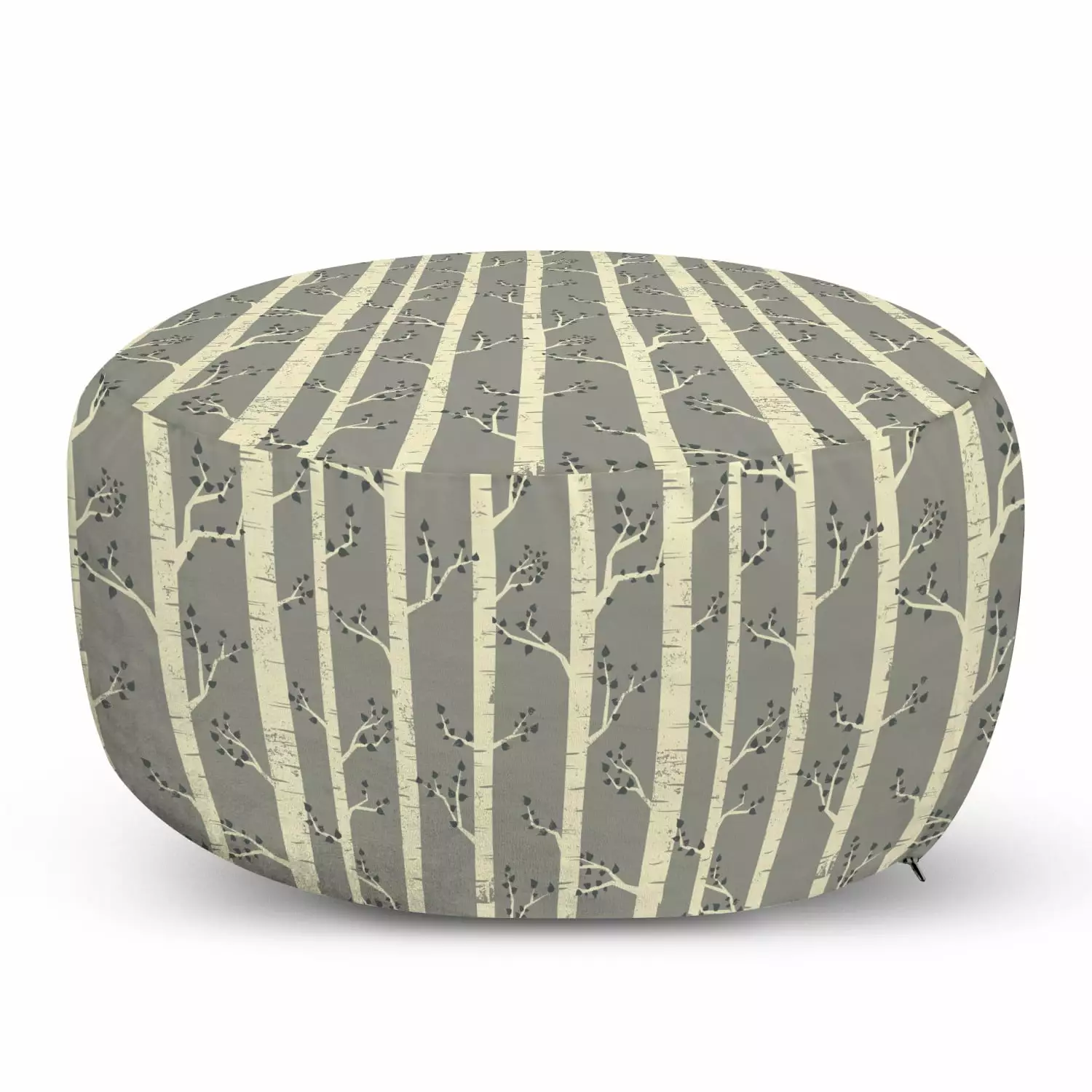Ambesonne Birch Tree Pouf Cover 30x17.3 Pale Yellow - Bohemian Nature Design