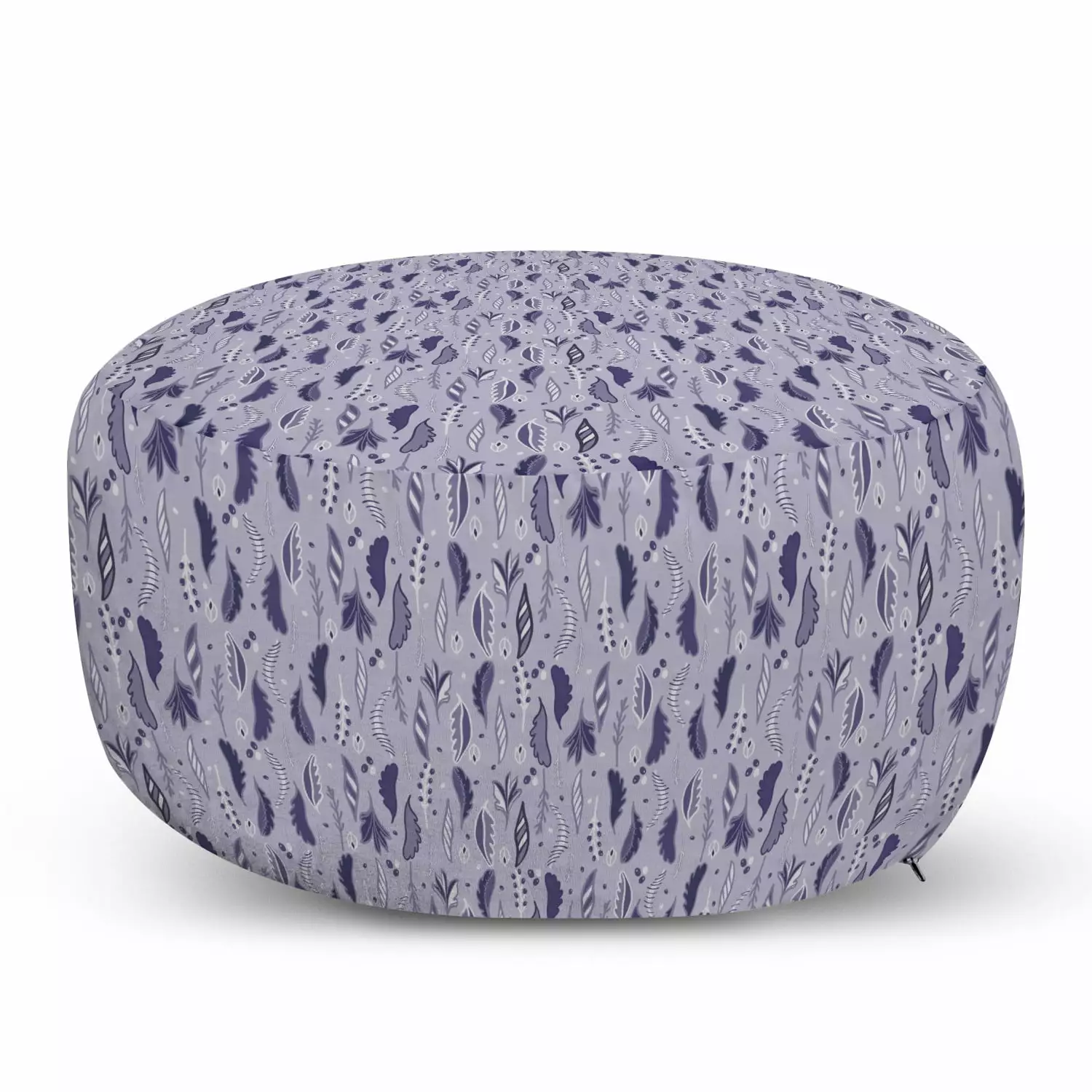 Ambesonne Bohemian Leaves Pouf Cover 30x17.3 Purple Grey - Zippered Decorative Case