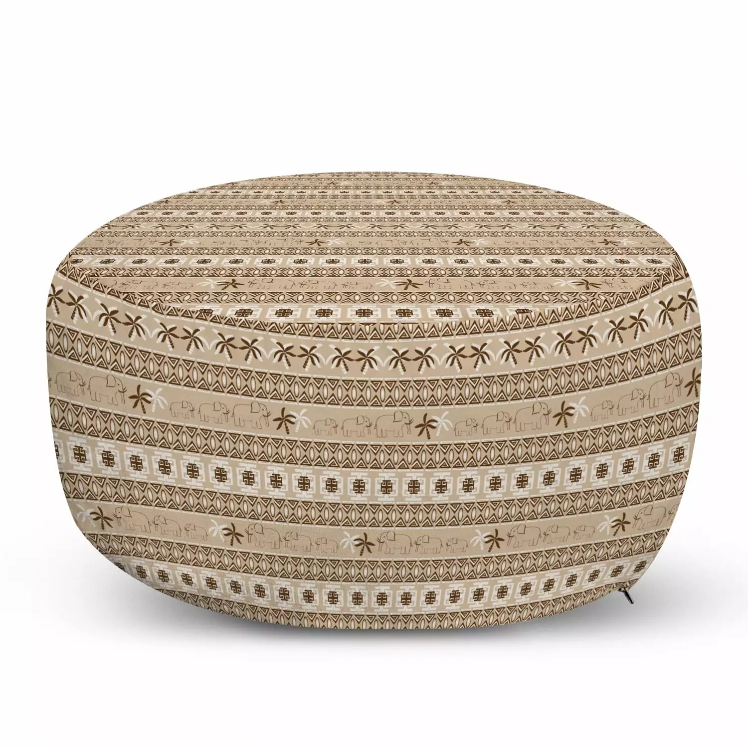 Animal Pouf Cover Zipper Ambesonne - Safari Theme Elephants and Palm Trees 30x17.3