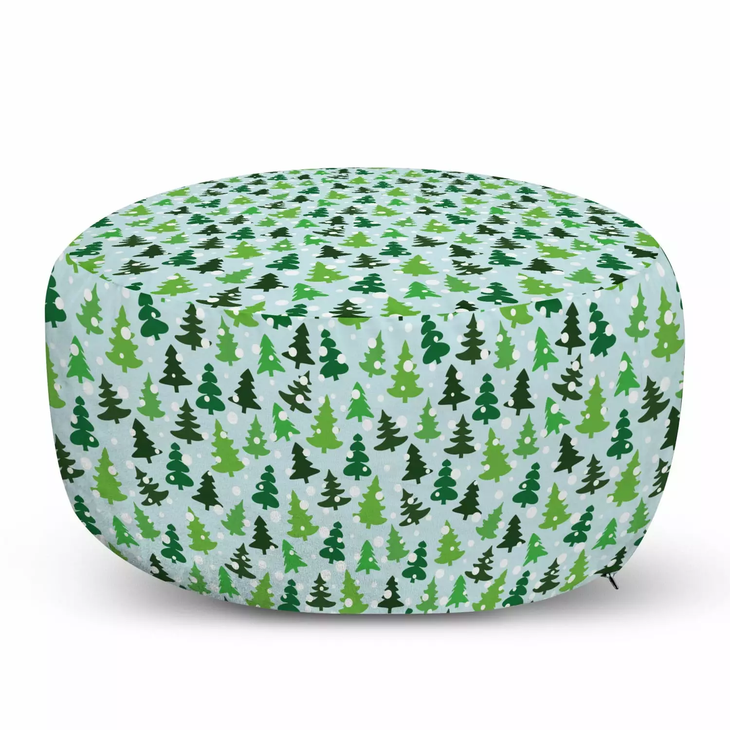 Northwoods Pouf Cover Zipper Winter Forest Silhouette Design Ambesonne