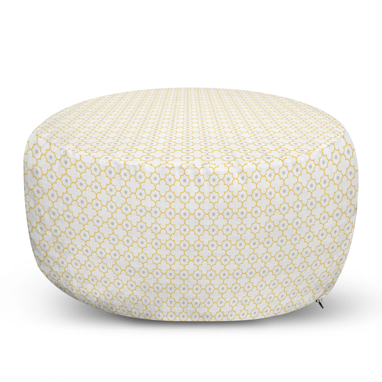 Quatrefoil Pouf Cover Zipper Moroccan Style Lattice Pattern Brown White Ottomans Ambesonne