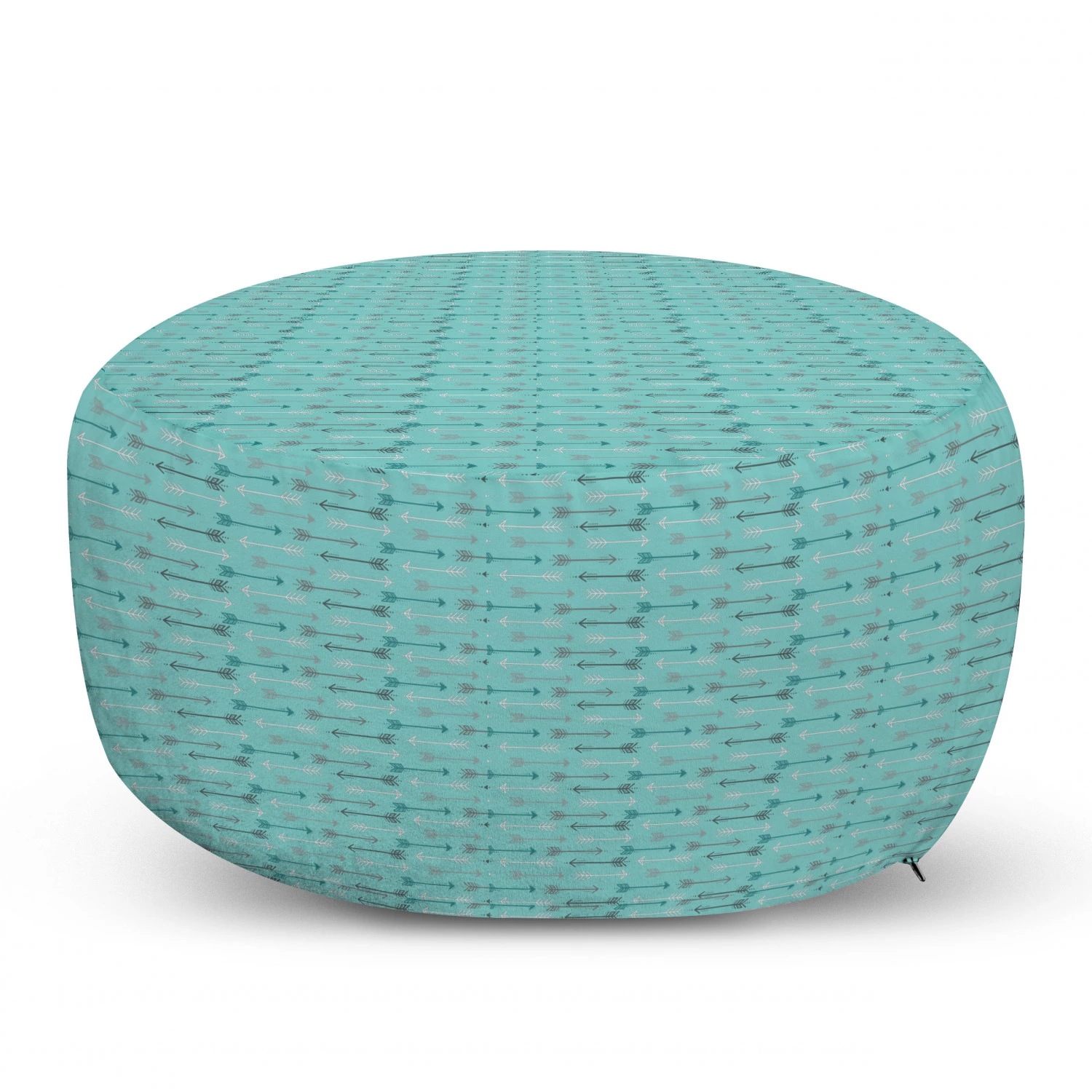 Teal Pouf Cover Zipper Cultural Symmetrical Design Themed Pattern Soft Decorative Fabric Unstuffed Case 30 W X 17.3 L Turq...