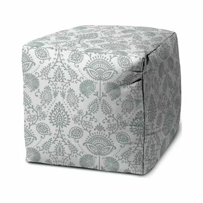 17 x 17 x 1 . Blue Cube Indoor & Outdoor Pouf Cover Modern Decor Pipers Pit