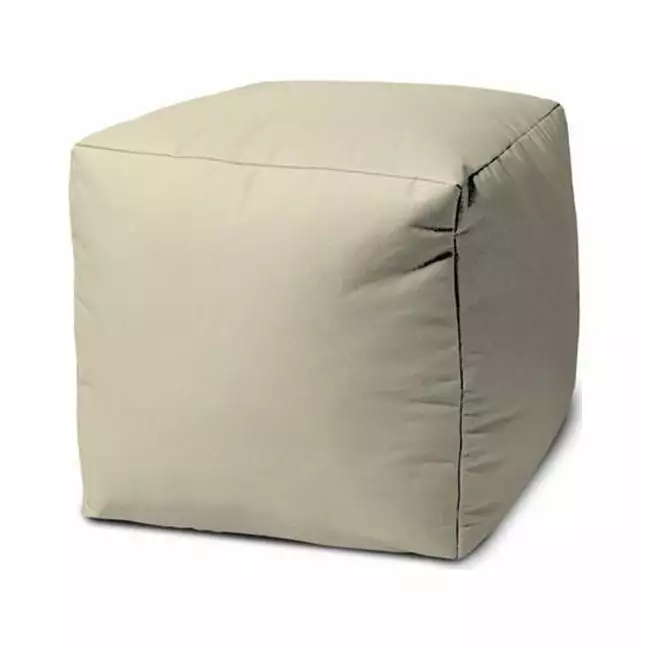 17 x 17 x 0.3 . Cool Neutral Ivory Solid Color Indoor & Outdoor Pouf Cover Pipers Pit