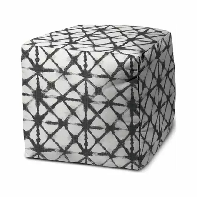 17 x 17 x 1 . Gray Cube Indoor & Outdoor Pouf Cover Minimalist Style Pipers Pit
