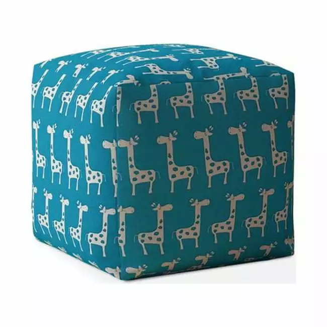 17 x 17 x 1 Inch Blue White Cotton Giraffe Pouf Cover Kids Room Decor Pipers Pit