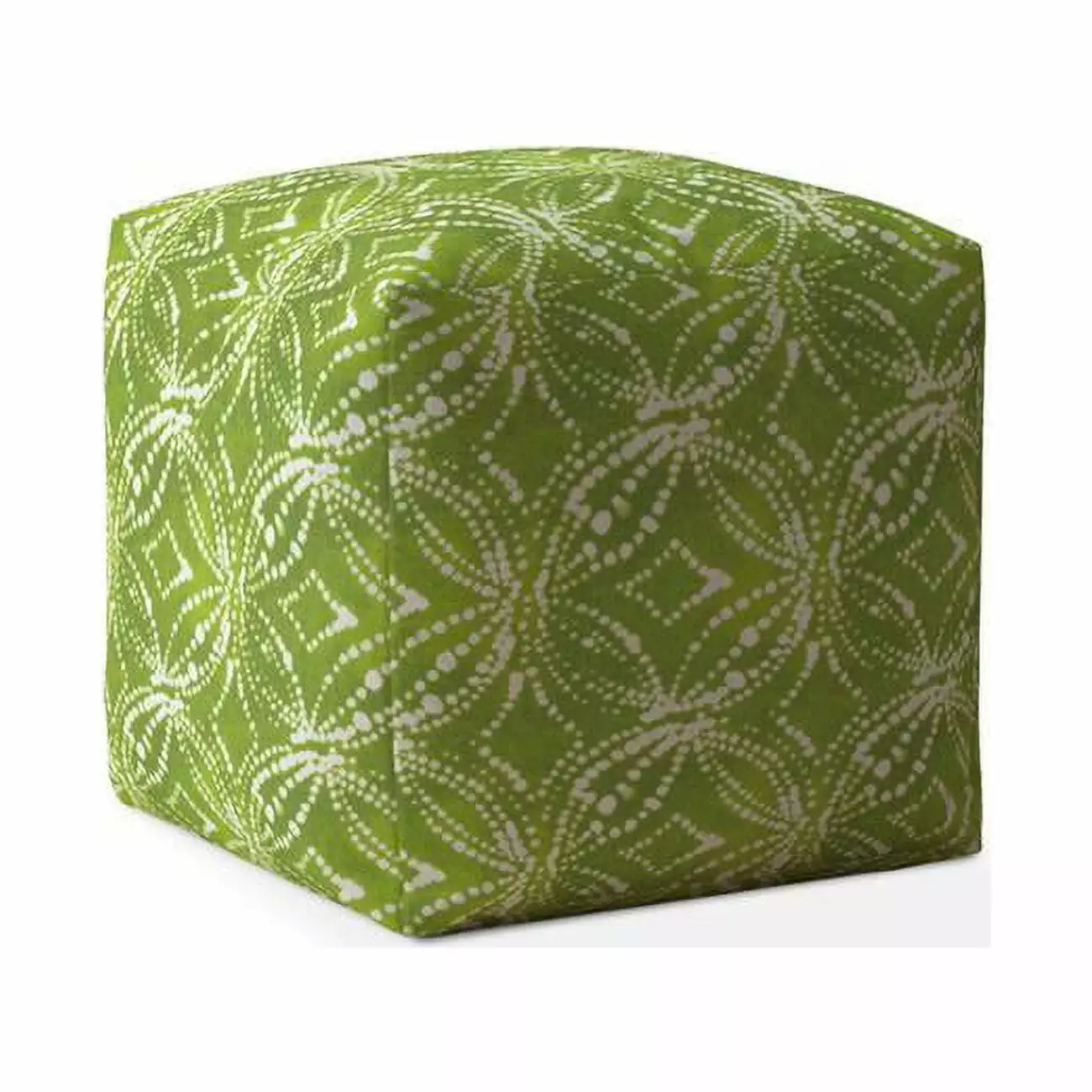 17 x 17 x 1 Inch Green White Cotton Daminquire Pouf Cover Unique Home Decor Pipers Pit