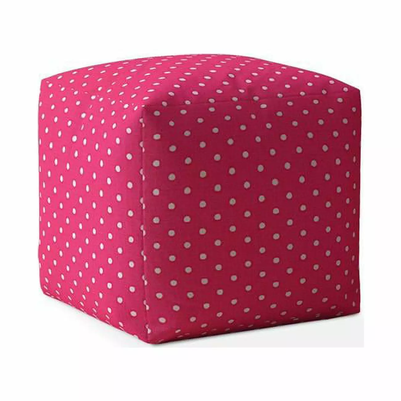 17 x 17 x 1 Inch Pink White Cotton Polka Dots Pouf Cover Chic Home Accent Pipers Pit
