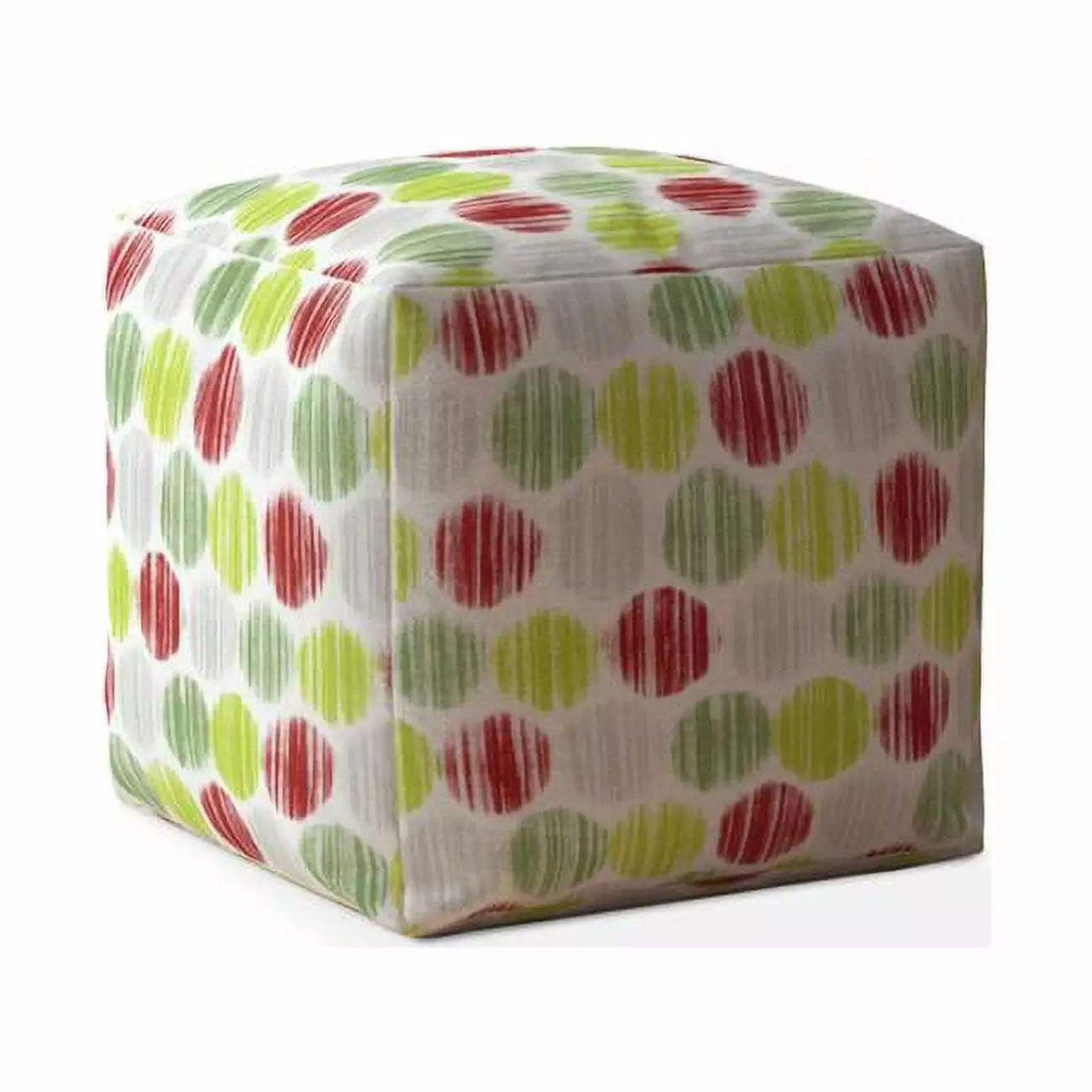 17 x 17 x 1 Inch Red White Cotton Polka Dots Pouf Cover Vibrant Home Decor Pipers Pit