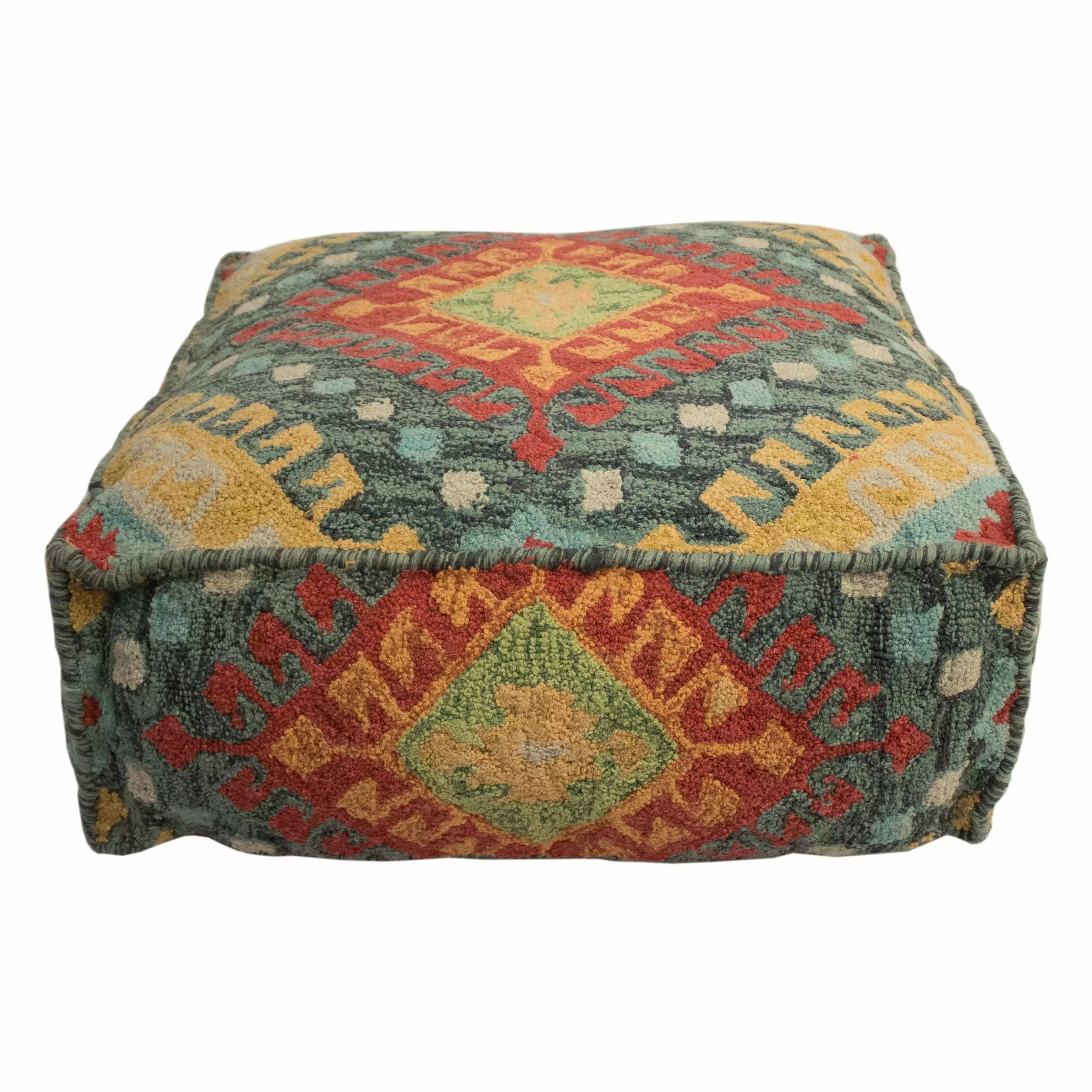 Noori Rug Decor Maisonette Southwestern Cotton Pouf Hayden Blue 24x24x8