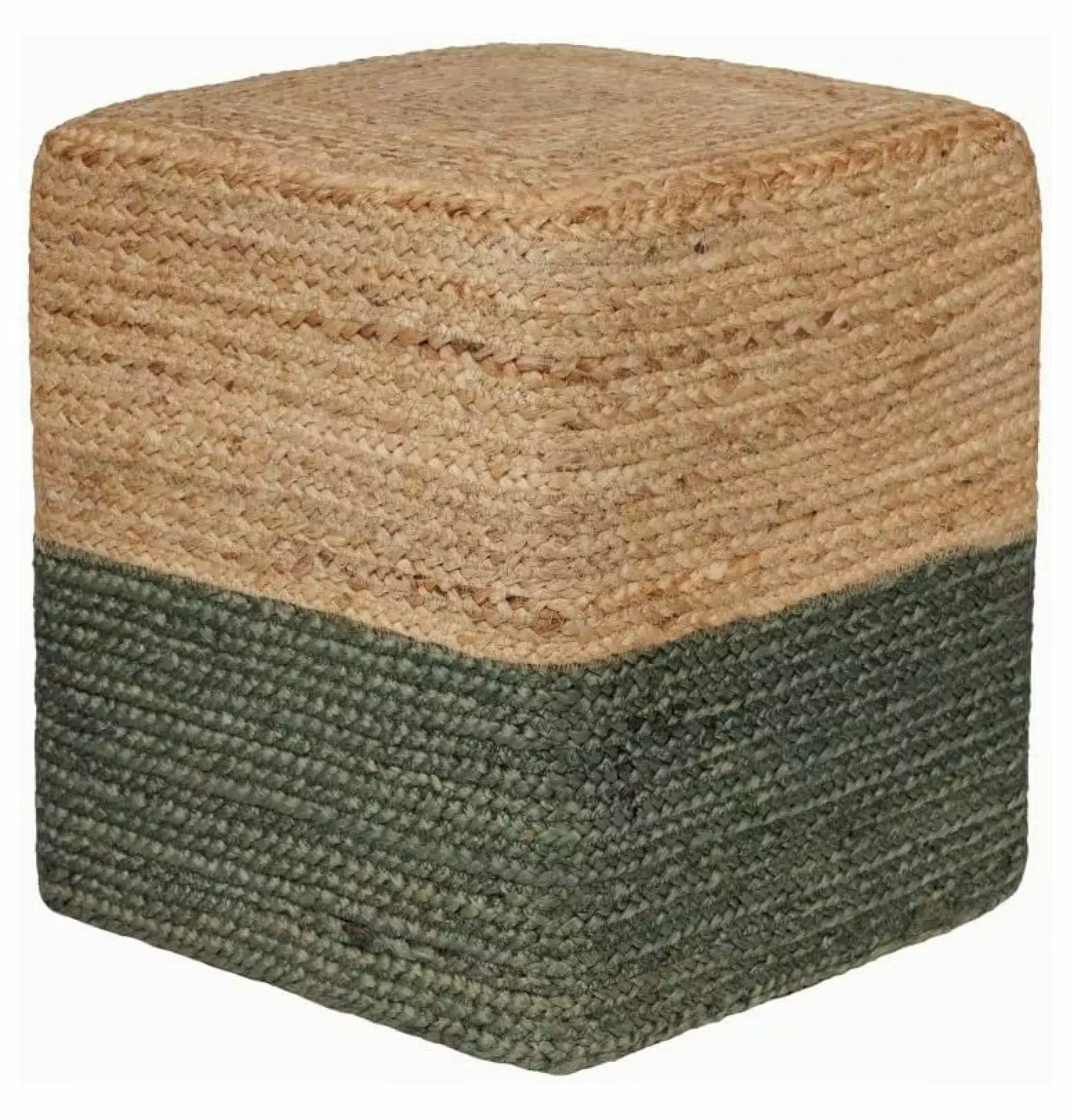 TiaGOC Cube Pouf Foot Stool Ottoman Jute Braided 14.5x14.5x16 Natural Olive