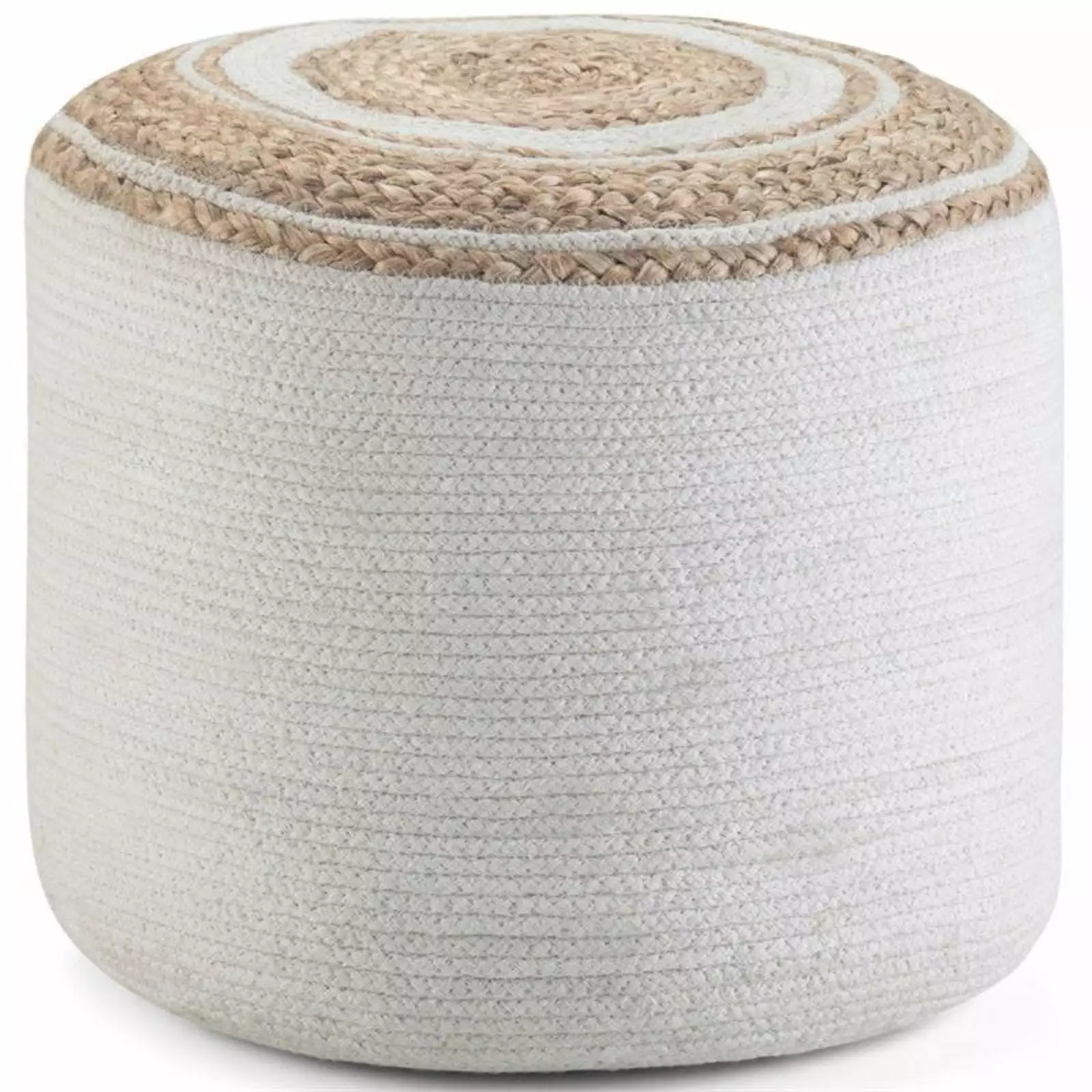 Trent Home Boho Round Braided Pouf Natural Cotton
