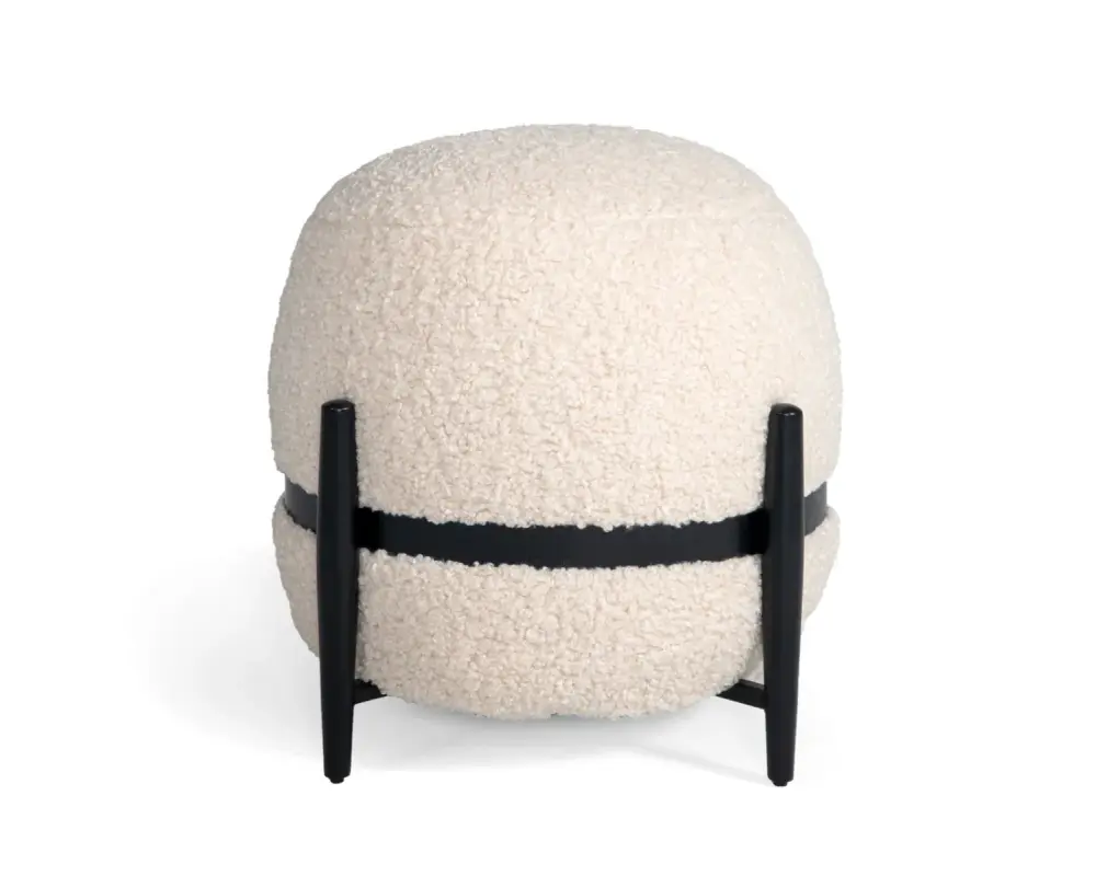 Divani Casa Fouston - Contemporary Ivory Sherpa Pouf