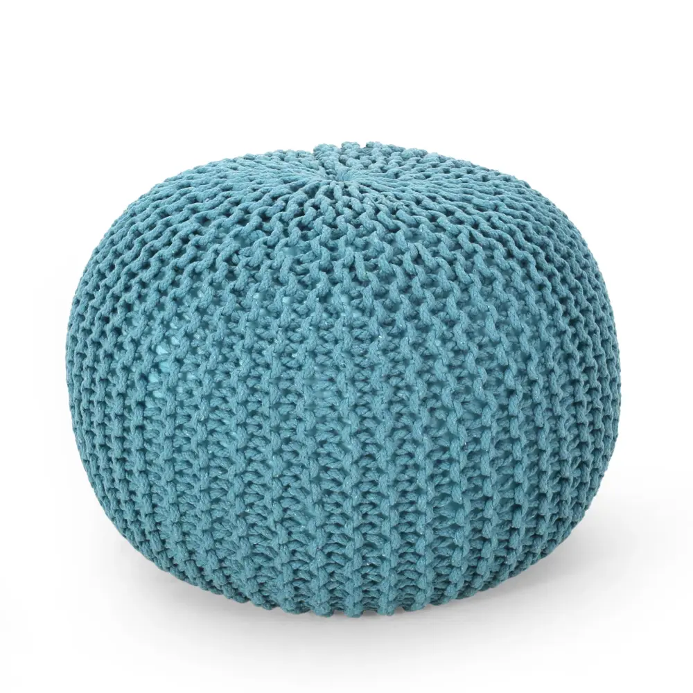 Moro - Knitted Round Pouf Pumpkin Shape | Rustic Finish