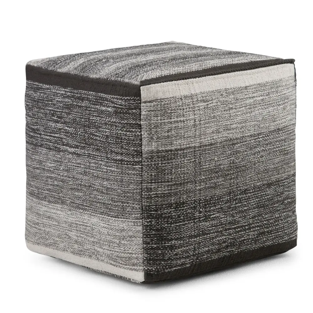 Naya - Upholstered Cube Pouf Walnut Finish
