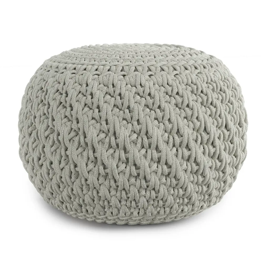 Nisi - Round Knitted Outdoor / Indoor Pouf - Airy Gray | Rustic Finish