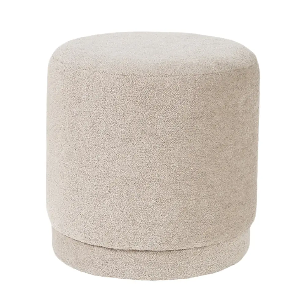 Sensora Teddy Fabric Pouffe - Taupe | Solid Wood | Removable Cushion