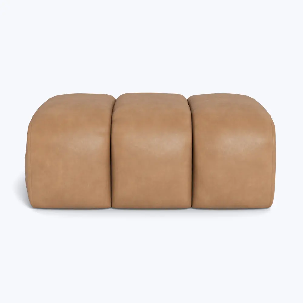 Solid Wood Grove Street Leather Ottoman