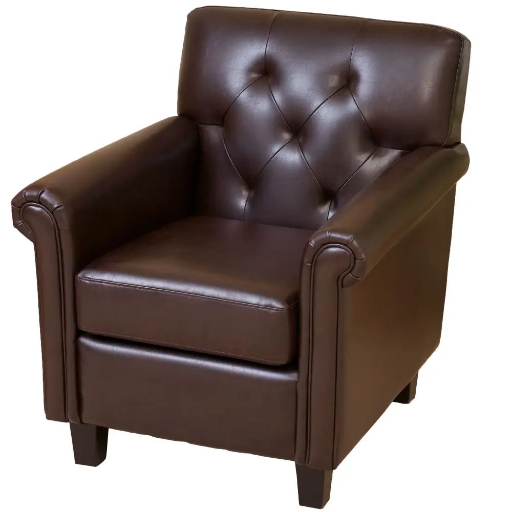 Upholstered Club Chair Button Tufted Back Rest - Espresso