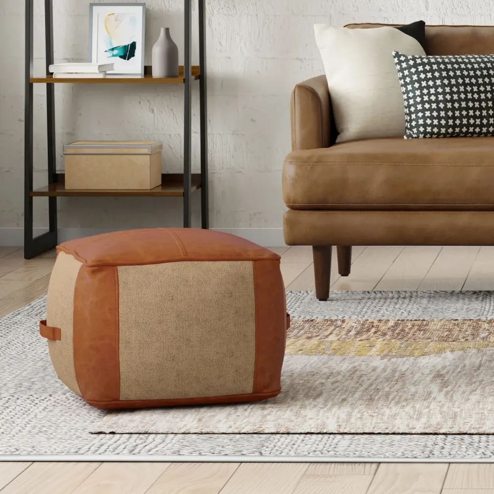 Upholstered Velvet Atkinson - Pouf - Tan