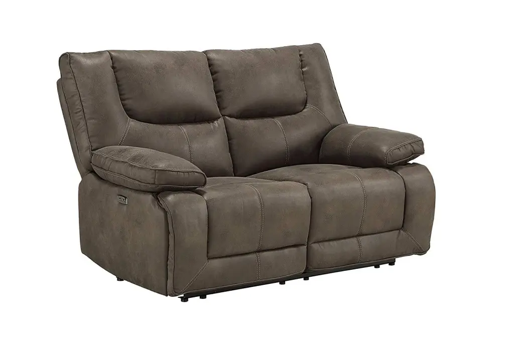 Acme Harumi Power Motion Loveseat Gray Leather-Aire 54896 - Electric Reclining Sofa