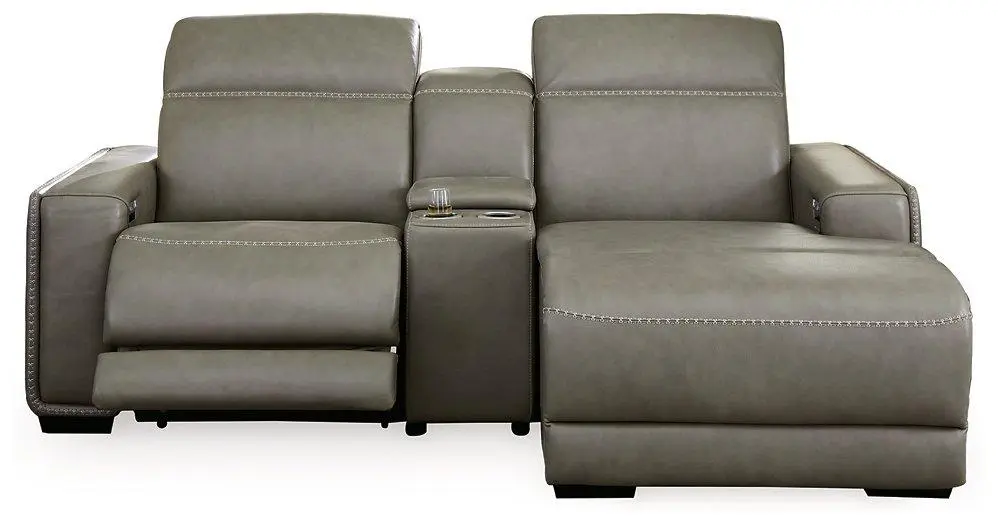 Correze Power Reclining Sectional Chaise - Spacious Leather Recliner Sofa
