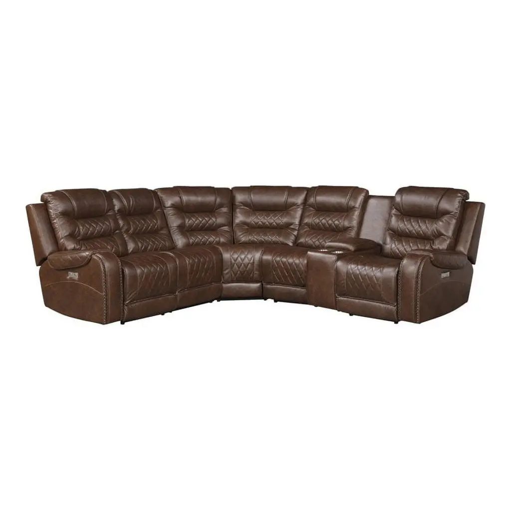 Lexicon Putnam 6-Piece Wood & Fabric Modular Power Reclining Sectional Sofa Brown