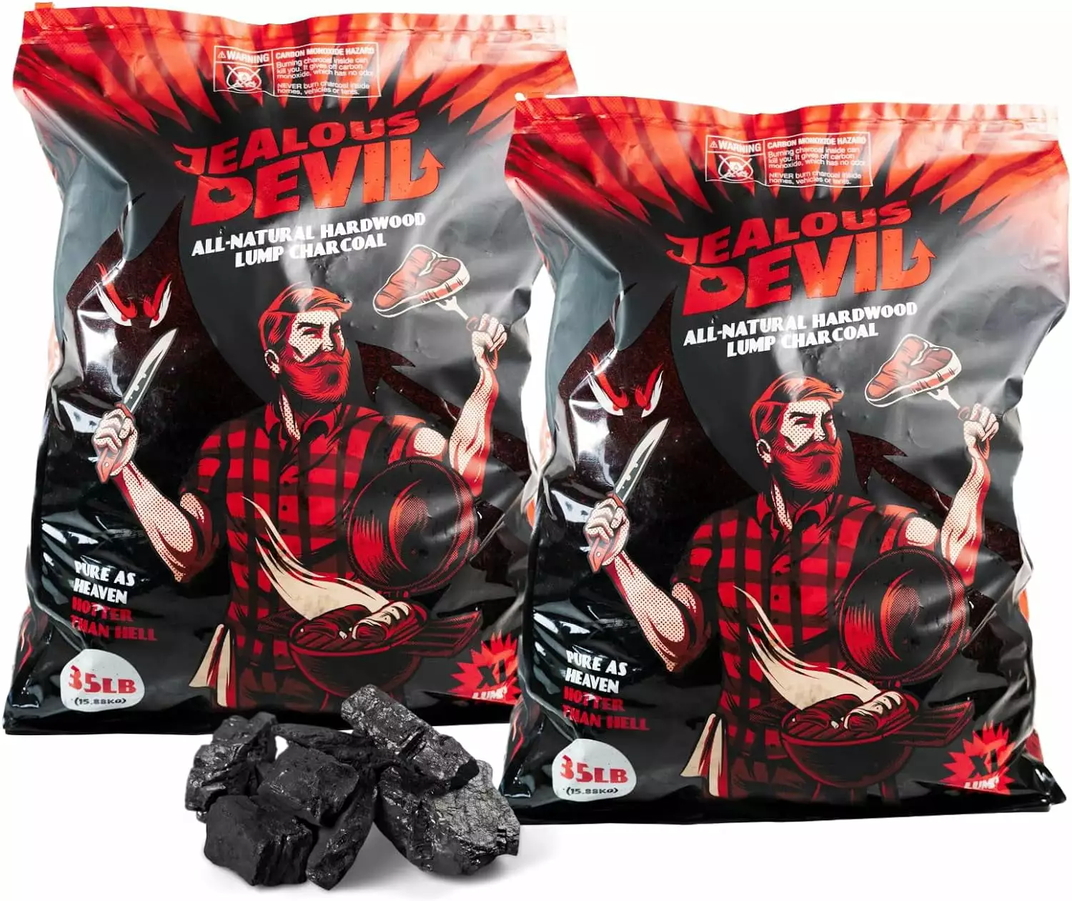 Jealous Devil 35 Lb Lump Charcoal 2 Pack High Heat Grilling