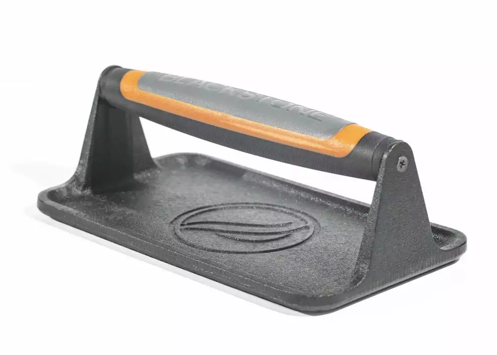 Blackstone Cast Iron Griddle Grill Press Non-Slip Handle Medium Size Even Heat
