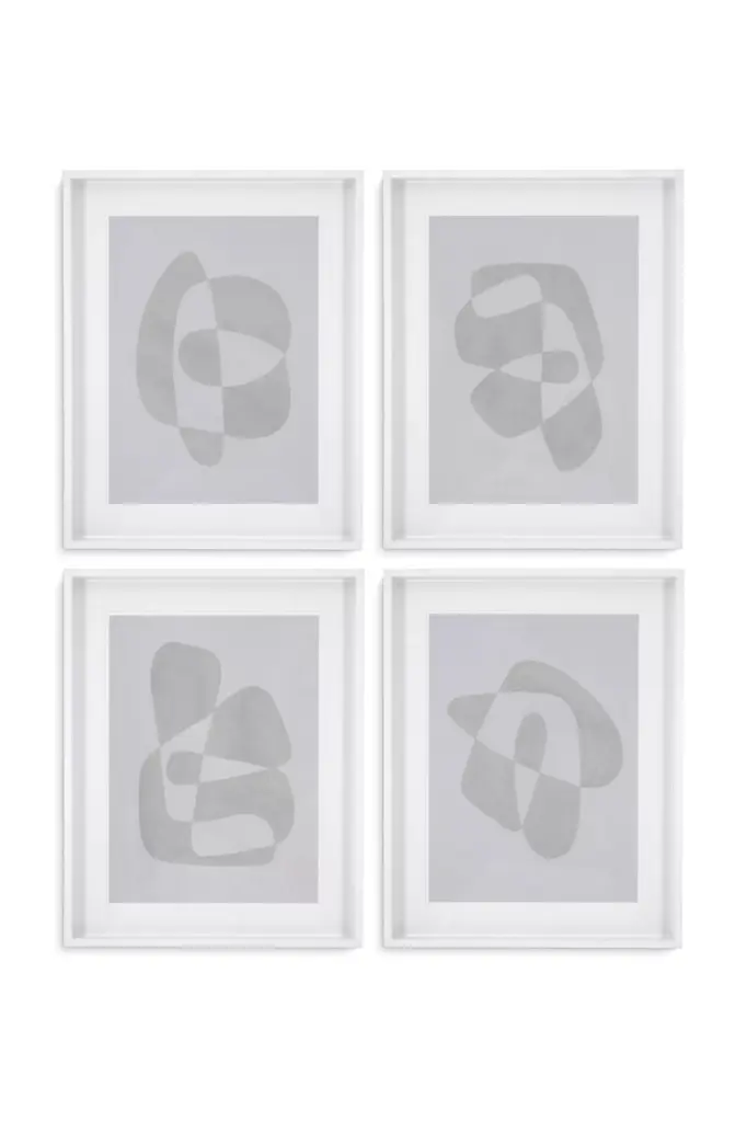 Abstract Shape Art Prints Set 4 Eichholtz Soft Shape Wall Art