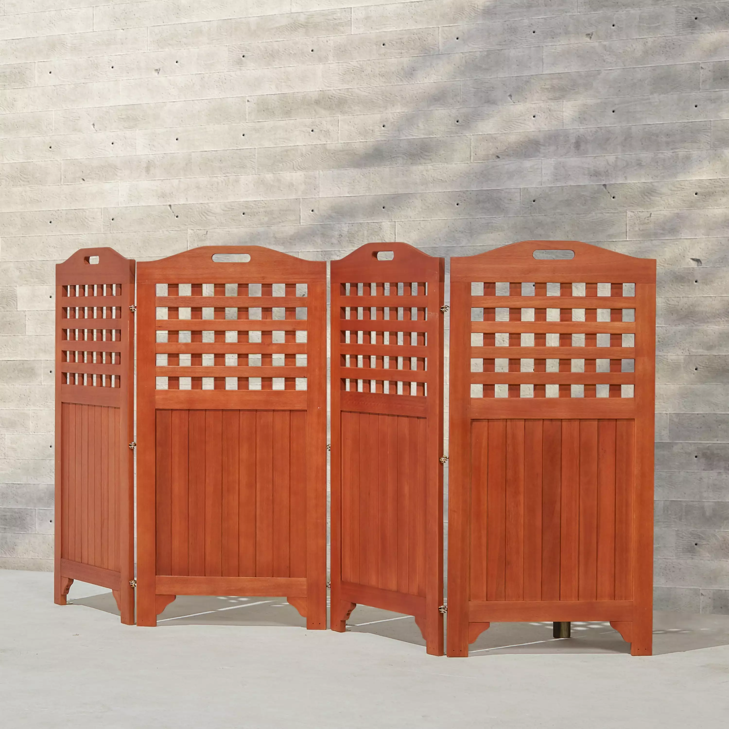 Carlton Reddish Brown Wood Privacy Screen 4 Panels 46 Inches Tall OUDOSPRS