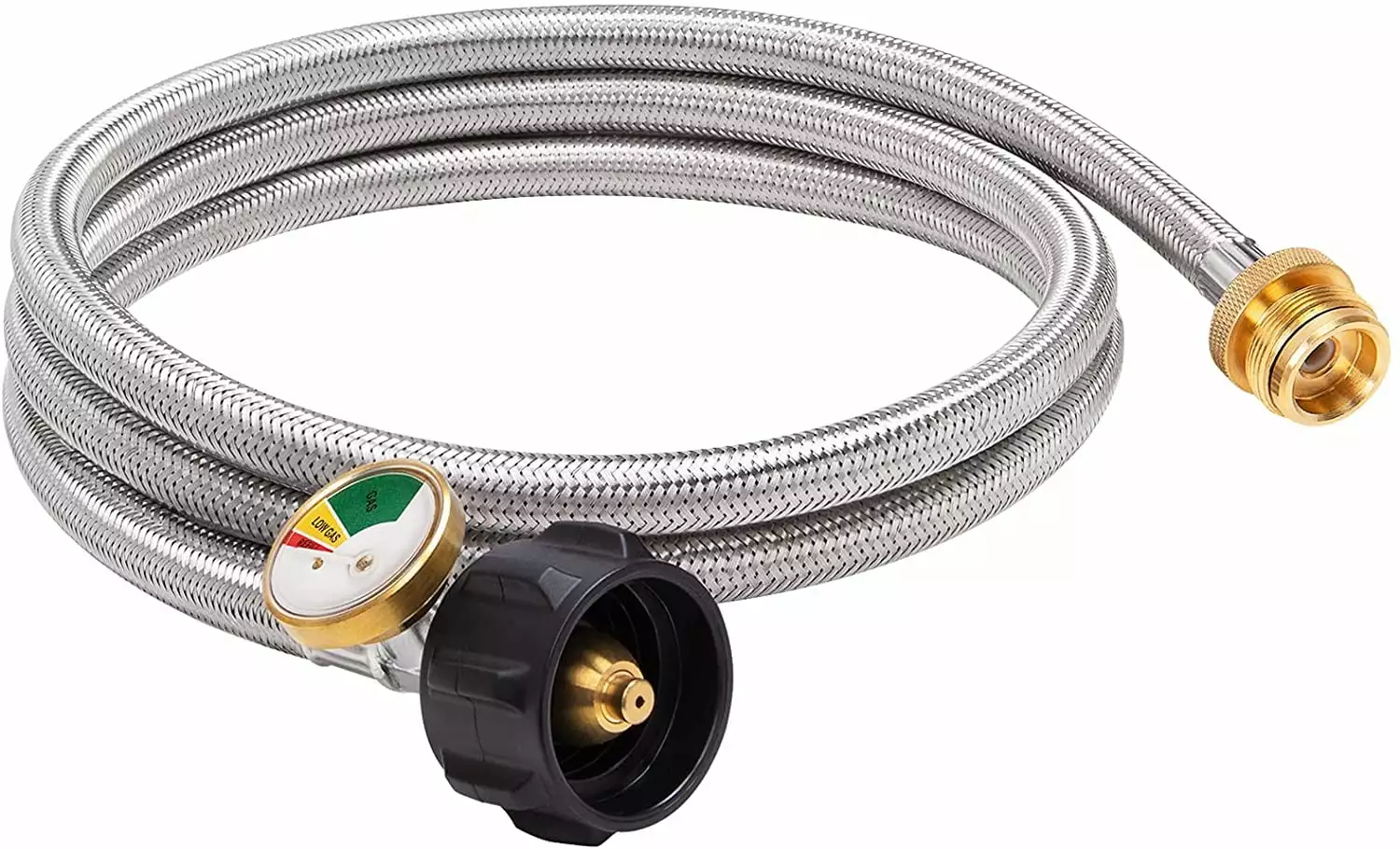 6FT Braided Propane Hose Adapter Gauge 1lb to 20lb Propane Adapter Camping Stove 17/22 inch Griddle Buddy Heater