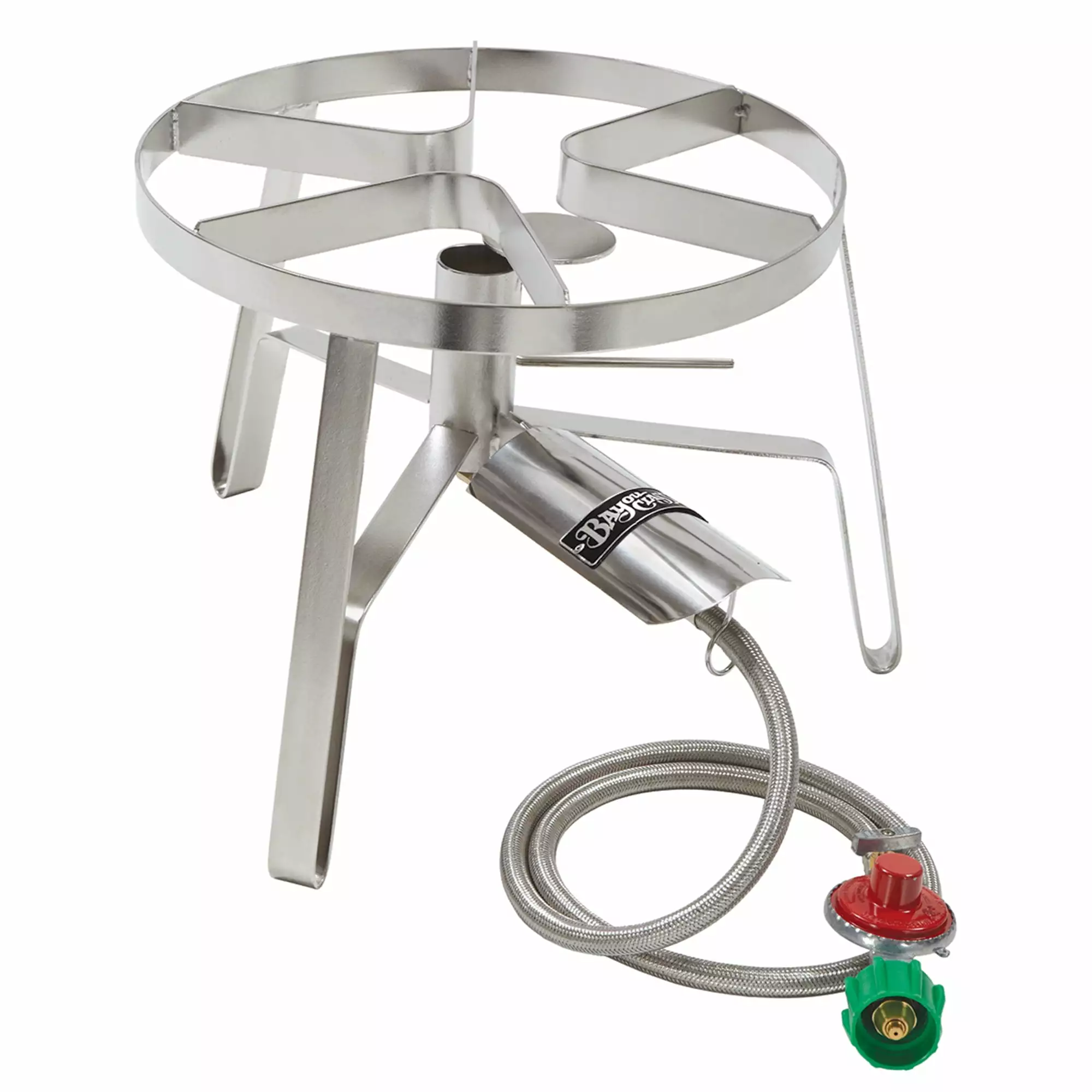 Bayou Classic SS1 14- Stainless Single Jet Cooker 10-psi Regulator and 48- Hose