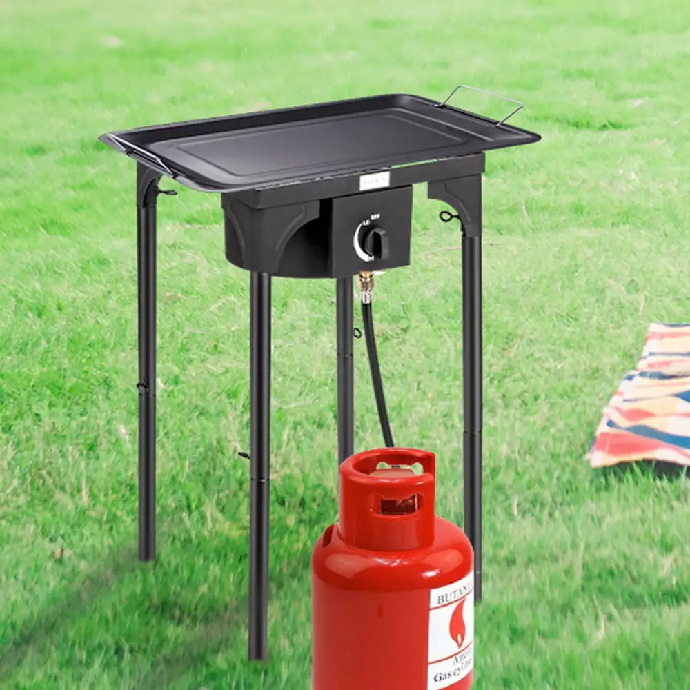 BaytoCare Single Burner 75000 BTU Outdoor Stove 0-20 Psi Adjustable Regulator Camping and Home Brewing