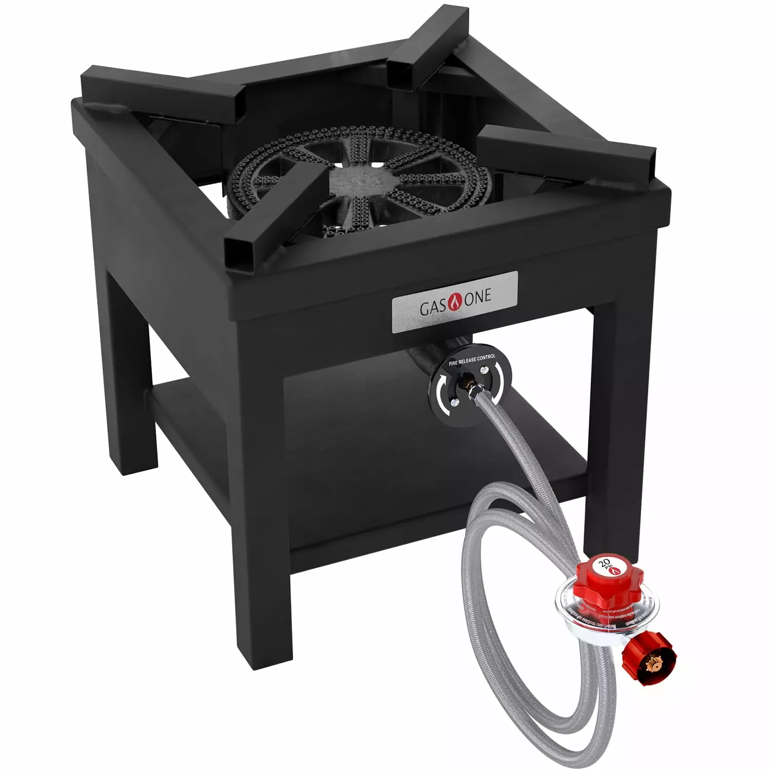 Gas One B-5350-RED Rugged Propane Burner Outdoor Cooker 0-20 PSI Regulator and Pressure Gauge