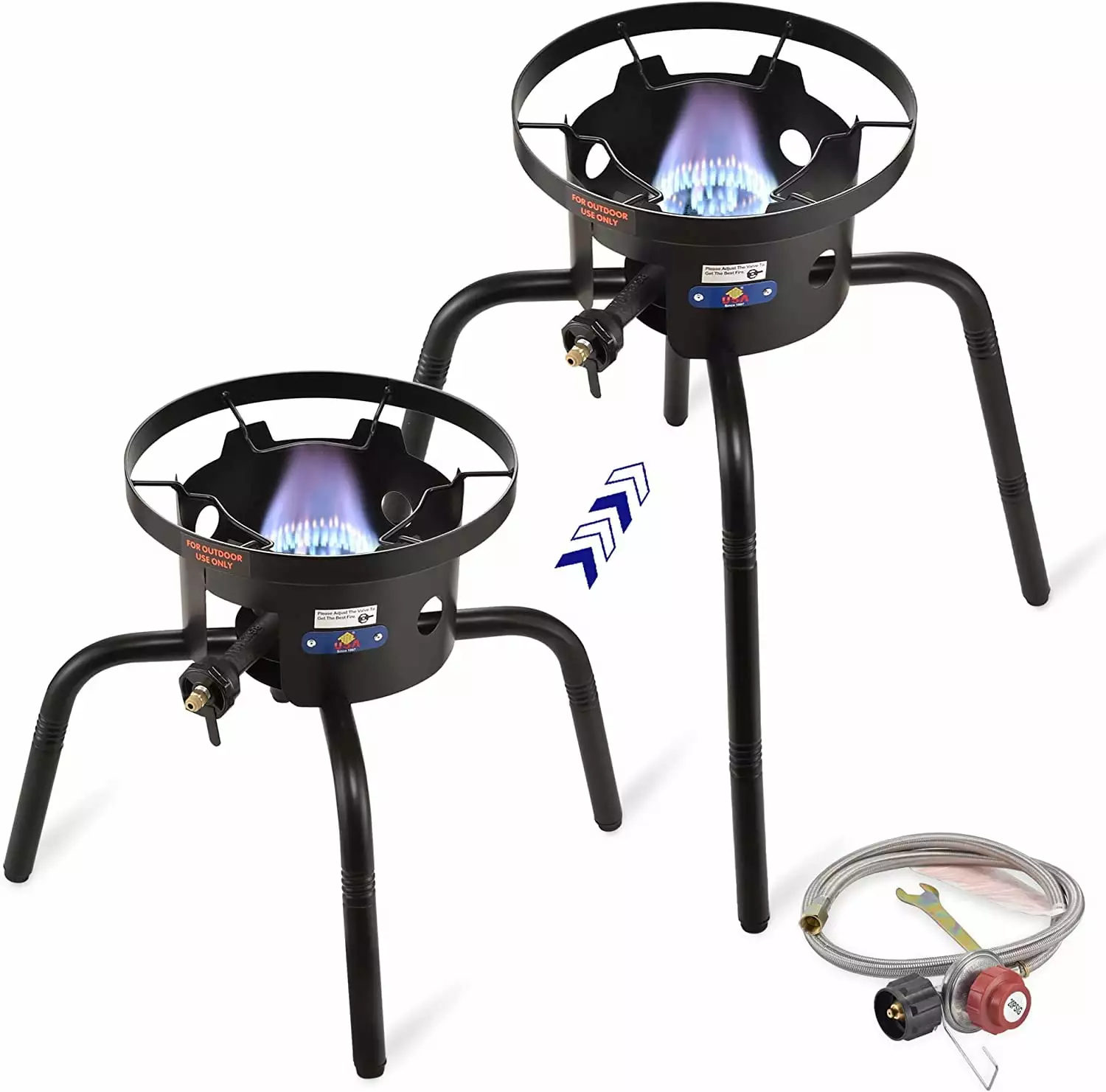 Propane Burners Outdoor 15 Wok Burner Single Propane Burner Adjustable Legs 65000BTU Cast Iron Portable Stove