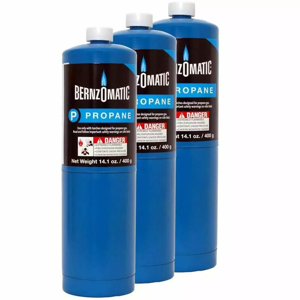 Standard Propane Fuel Cylinder Pack 3 - Compatible Burner Assembly Bernzomatic