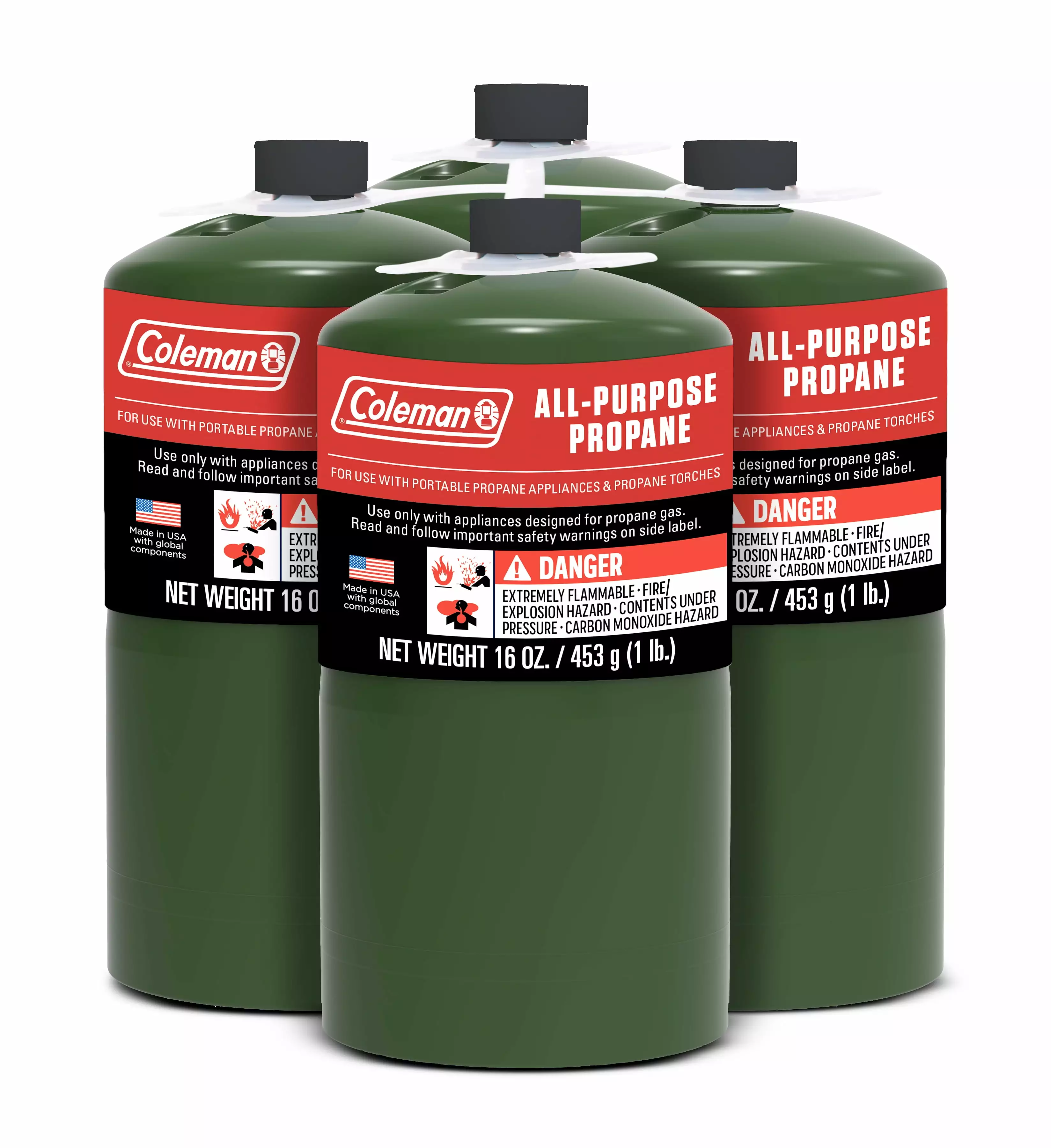 Coleman All Purpose Propane Gas Cylinder 16 oz 4-Pack Grills and Stoves