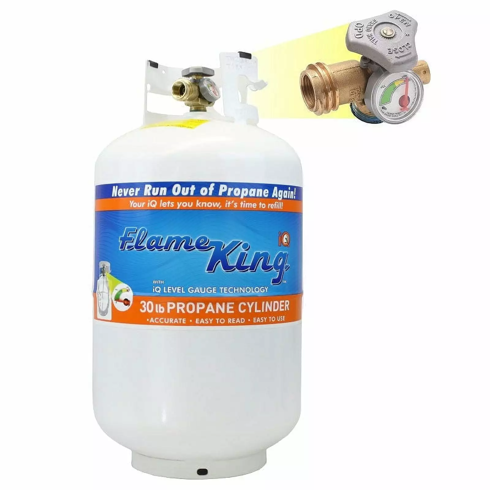 Flame King 30LB Empty Steel Propane Tank LP Cylinder OPD Valve and Built- Gauge