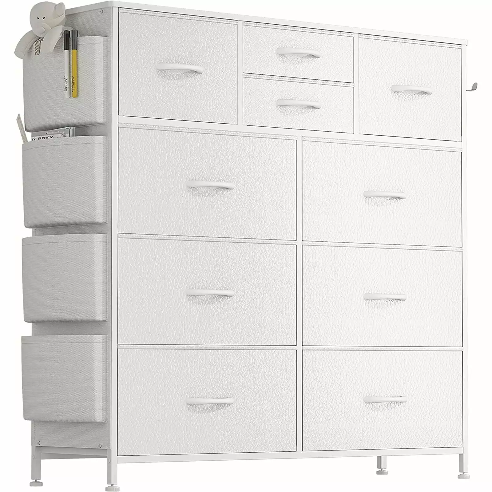 10 Drawer Dresser Chest Drawers PU Storage Arranger Unit Bedroom White NOBRAND