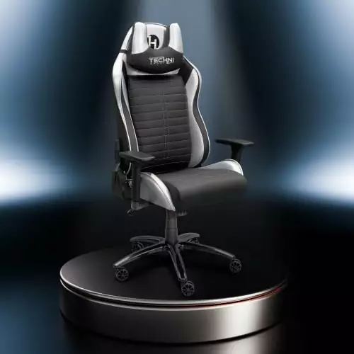 Wulawindy Ergonomic Racing Style Gaming Chair Silver Finish