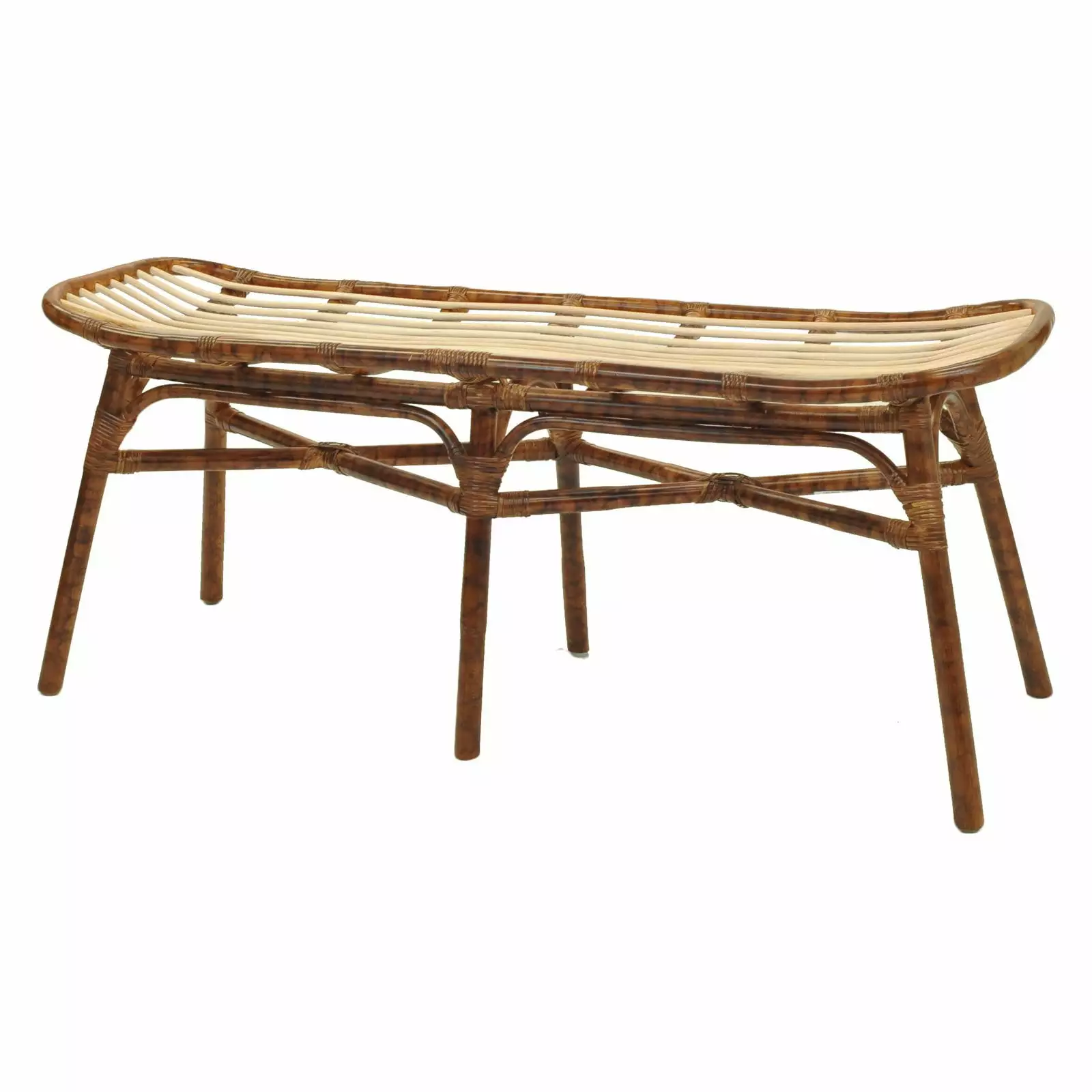 Beyla Rattan Bench Marble Brown Indoor or Outdoor Use Benches New Pacific Direct