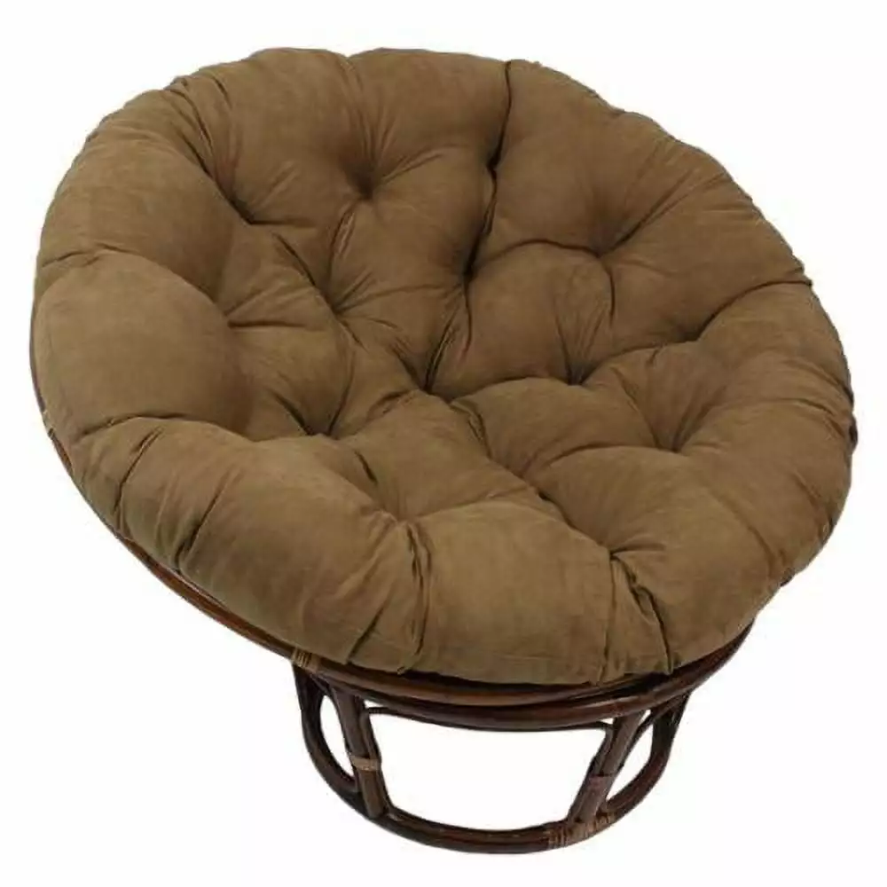International Caravan Bali 42-inch Rattan Papasan Chair Microsuede Cushion Java - Comfortable Seating
