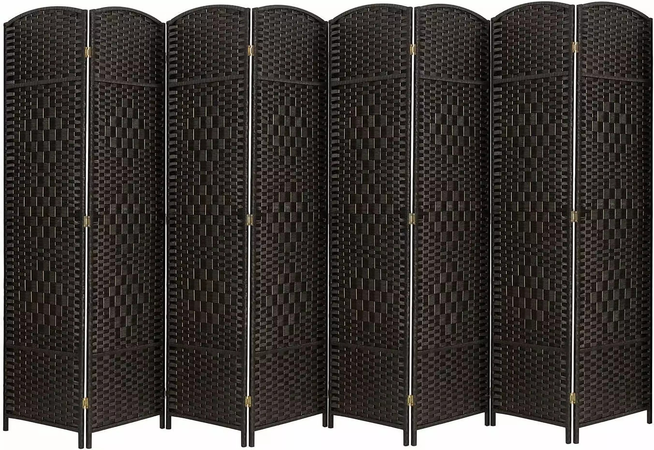 8 Coffee 5.7 Foot Wooden Fiber Handmade Rattan Partition Screen EXCITED WORK