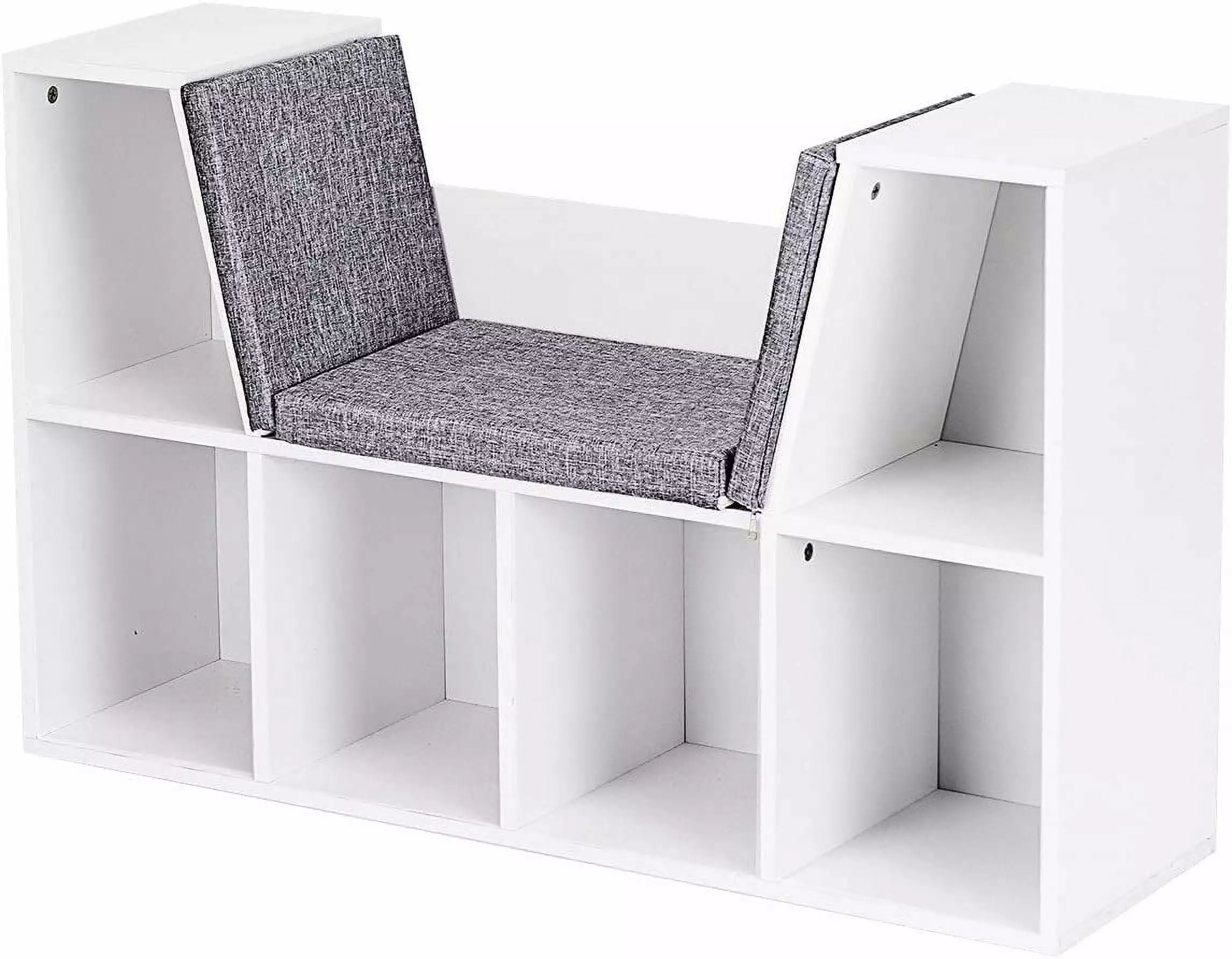 6 Cubby Kid Cabinet Bookcase Multipurpose Cushioned Reading Nook Bench Toys Books Magazines FYCTW