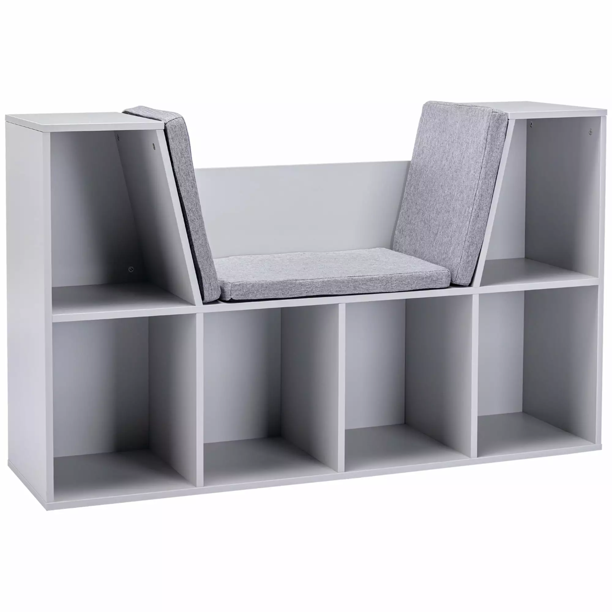6-Cubby Kids Bookcase Reading Nook And Cushion Multi-Purpose Storage Organizer Bedroom Living Room Jamini
